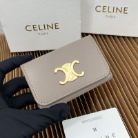 Celine Key Case in Shiny Calfskin with Triomphe Khaki