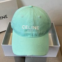 Celine Letter Printing Baseball Cap In Cotton Green
