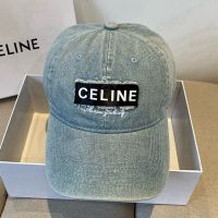 Celine Logo Patch Baseball Cap in Denim Blue