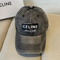 Celine Logo Patch Baseball Cap in Denim Taupe
