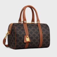 Celine Medium Boston Bag in Triomphe Canvas Brown