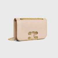 Celine Medium Triomphe Frame Bag in Shiny Calfskin Apricot