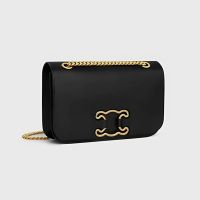 Celine Medium Triomphe Frame Bag in Shiny Calfskin Black