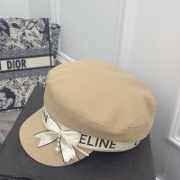 Celine Military Cap In Cotton with Bowknot Brown