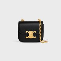 Celine Mini Chain Claude Bag in Shiny Calfskin Black
