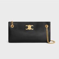 Celine Newspaper Chain Bag in Supple Calfskin with Triomphe Black