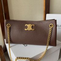 Celine Newspaper Chain Bag in Supple Calfskin with Triomphe Brown