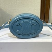 Celine Mini Oval Bag Cuir Triomphe in Smooth Calfskin Sky Blue