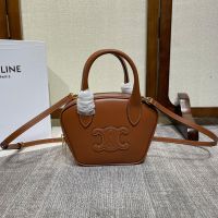 Celine Mini Bowling Bag Cuir Triomphe in Shiny Calfskin Brown