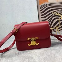 Celine Teen Triomphe Bag in Shiny Calfskin Red