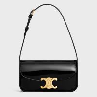 Celine Terence Shoulder Bag in Patent Leather Black