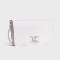 Celine Trapeze Triomphe Bag in Shiny Calfskin White