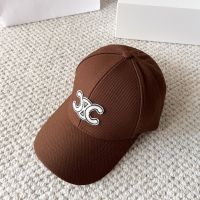 Celine Triomphe Baseball Cap in Twill Fabric Brown