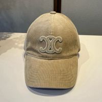 Celine Triomphe Baseball Cap in Corduroy Brown