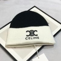Celine Triomphe Beanie in Seamless Cashmere White/Black