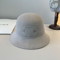 Celine Triomphe Bucket Hat in Wool Grey