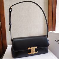 Celine Triomphe Shoulder Bag in Calfskin Black