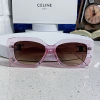 Celine 3370 Triomphe Rectangular Sunglasses in Acetate Pink