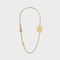 Celine Alphabet Bracelet with Letter D in Brass with Gold Finish Gold