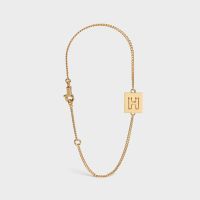 Celine Alphabet Bracelet with Letter H in Brass with Gold Finish Gold