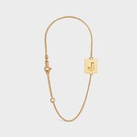 Celine Alphabet Bracelet with Letter J in Brass with Gold Finish Gold