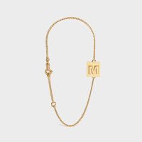 Celine Alphabet Bracelet with Letter M in Brass with Gold Finish Gold
