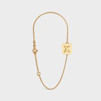 Celine Alphabet Bracelet with Letter X in Brass with Gold Finish Gold