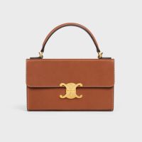Celine Box Triomphe Bag in Shiny Calfskin Brown