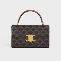 Celine Box Triomphe Bag in Triomphe Canvas Brown