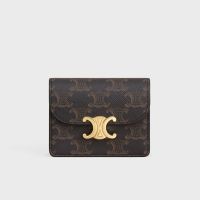 Celine Business Card Holder with Flap Triomphe in Triomphe Canvas Brown
