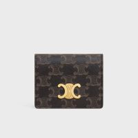 Celine Business Card Holder with Triomphe in Triomphe Canvas Brown