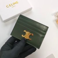 Celine Card Holder in Shiny Calfskin with Triomphe Green