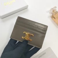 Celine Card Holder in Shiny Calfskin with Triomphe Olive