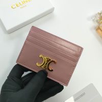 Celine Card Holder in Shiny Calfskin with Triomphe Pink