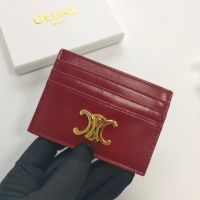 Celine Card Holder in Shiny Calfskin with Triomphe Red