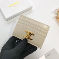 Celine Card Holder in Shiny Calfskin with Triomphe White