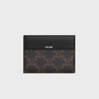 Celine Card Holder in Triomphe Canvas with Celine Print Black