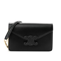 Celine Margo Wallet On Chain Cuir Triomphe in Shiny Calfskin Black
