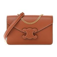 Celine Margo Wallet On Chain Cuir Triomphe in Shiny Calfskin Brown