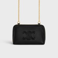 Celine Clutch On Chain Cuir Triomphe in Smooth Calfskin Black