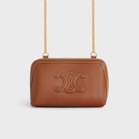 Celine Clutch On Chain Cuir Triomphe in Smooth Calfskin Brown