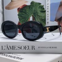 Celine CL40194 Triomphe Oval Sunglasses in Acetate Black/Gold