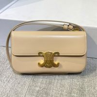 Celine Claude Shoulder Bag in Shiny Calfskin Apricot