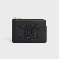 Celine Coin Card Pouch in Smooth Calfskin with Cuir Triomphe Black