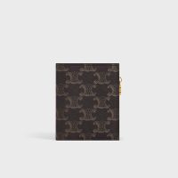 Celine Compact Wallet with Triomphe Charm In Triomphe Canvas Brown