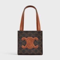 Celine Cube Bag Cuir Triomphe in Triomphe Canvas Brown