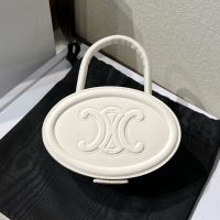 Celine Oval Minriomphe Handbag Cuir Triomphe in Smooth Calfskin White