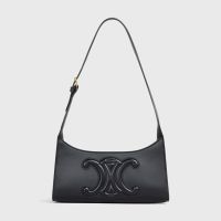 Celine Shoulder Bag Cuir Triomphe in Smooth Calfskin Black