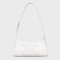 Celine Shoulder Bag Cuir Triomphe in Smooth Calfskin White
