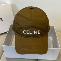 Celine Embroidery Baseball Cap in Cotton Brown